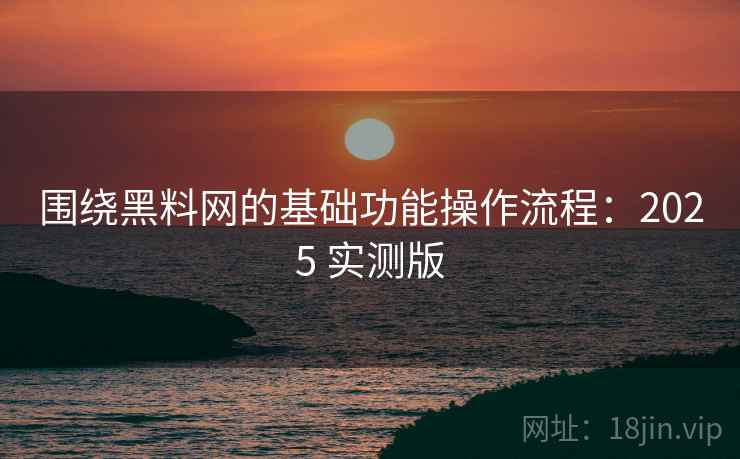 围绕黑料网的基础功能操作流程：2025 实测版